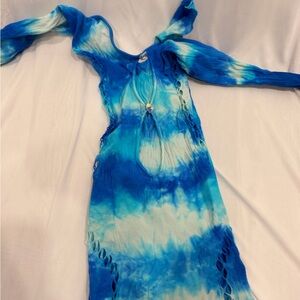 Vibrant Blue Tie-Dye Dress
